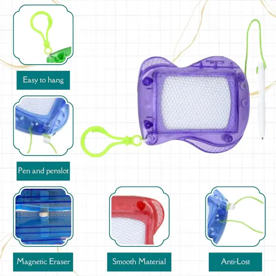 4E&rsquo;s Novelty 12 Pack Mini Magnetic Drawing Board for Kids - Erasable Magnetic Doodle Board Keychain Party Favors {6}