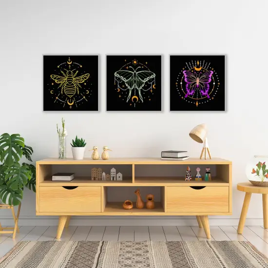 3 Sets Tarot Embroidery Kits for Beginners,Cross Stitch Kit for Adults,Crewel Starters Needlepoint with Moon, Butterfly, Bee and Moth Pattern and Tool {2}