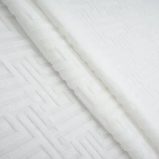 1 Yard Geo Towel Jacquard Knit Fabric 250 GSM, 58/59&Prime; Wide Polyester Spandex Blend IVORY {5}