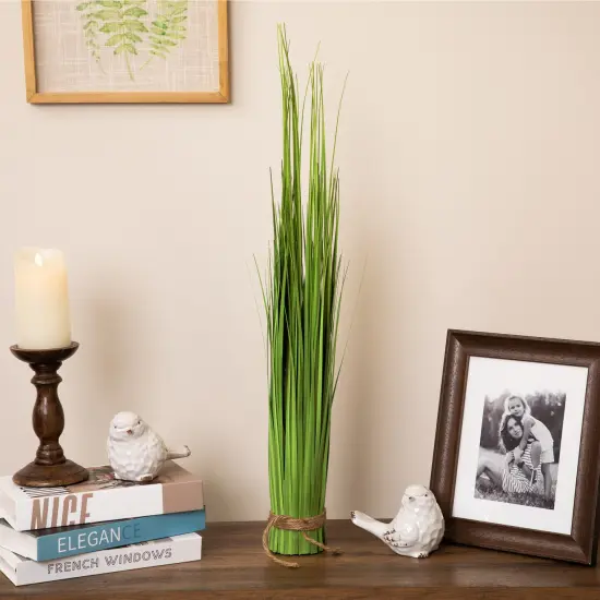 Northlight Onion Grass with Jute Rope Artificial Bundle Decoration - 30.25" - Green {1}