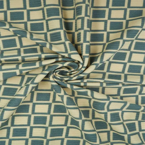 1 Yard Geo Checker 4X2 Yummy Rib Knit Fabric Stretch 58/60 Inches Wide SAGE DK {3}