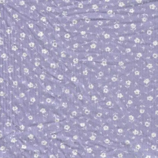 1 Yard Lavender Yummy Rib Ditsy Floral Print Knit Fabric Soft Stretch Comfortable 58/60" Wide {1}
