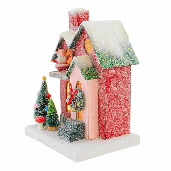 Cody Foster 7.25 In Petite Red House Christmas Putz House , Christmas Decor Putz House Santa {3}
