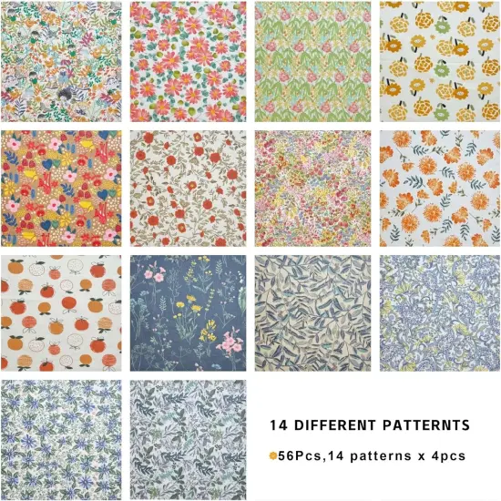 56Pcs Layer Cakes 10 inch Pre-Cut Fabric Squares for Quilting {2}