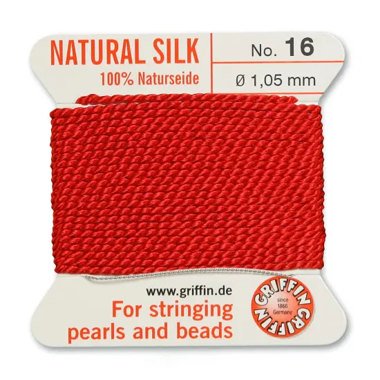 Size 16 Griffin Bead Cord 100% Natural Silk Red {2}