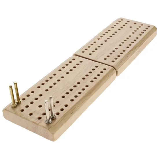 WE Games Mini Travel Cribbage Board - Wood, Folding 2 Player Board with Metal Pegs {1}