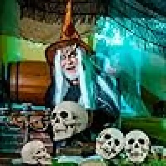 Skull Heads Halloween Decor Include Life Size Skeleton and Small Plastic Skulls {3}