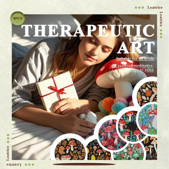 8PCS - Mushroom Diamond Art Coasters Small Diamond Painting Kits for Adults {5}