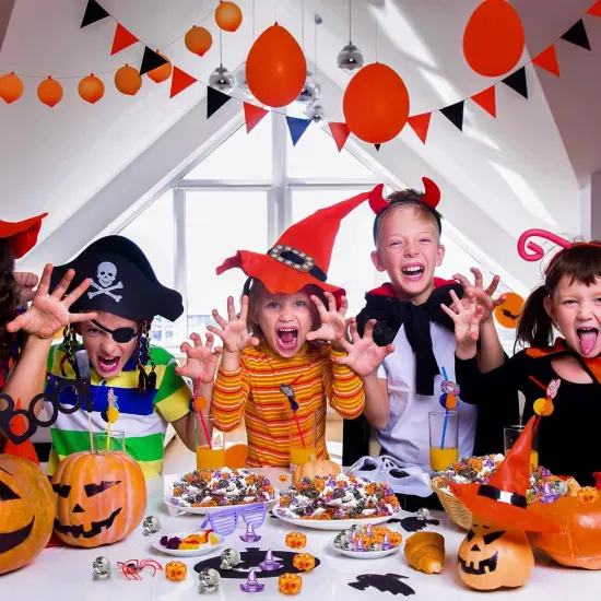 120 Pcs Mini Acrylic Pumpkin - Witch Hats Skull Head Skeleton Bones Cute Ghost {2}