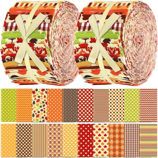 2.6 inch - 40 Pcs Fall Pre-Cut Fabric Thanksgiving Jelly Fabric {1}