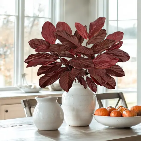 Artificial Magnolia Fall Leaves Stem {4}