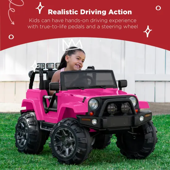 Best Choice Products 12V Kids Ride On Truck Car w/ Remote Control, Spring Suspension, Bluetooth, LED Lights Hot Pink {2}