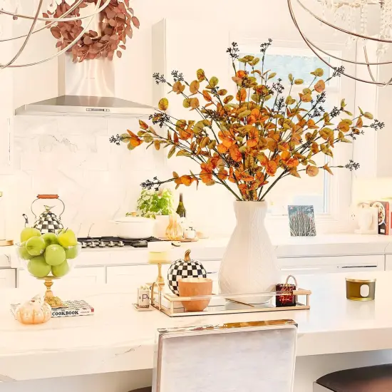 8 Pcs Artificial Fall Eucalyptus Stems {5}