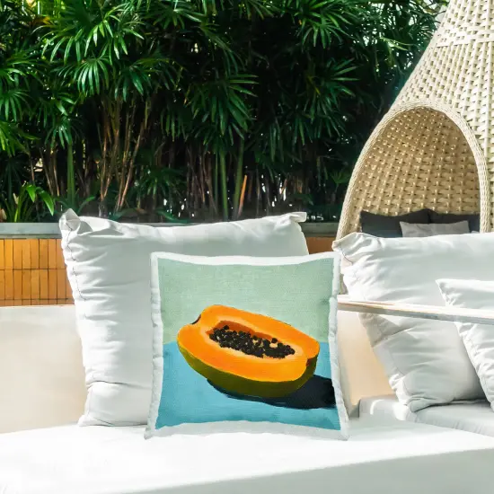 Stupell Industries Blue Papaya Still Life Outdoor Pillow, 18 x 7 x 18 {2}