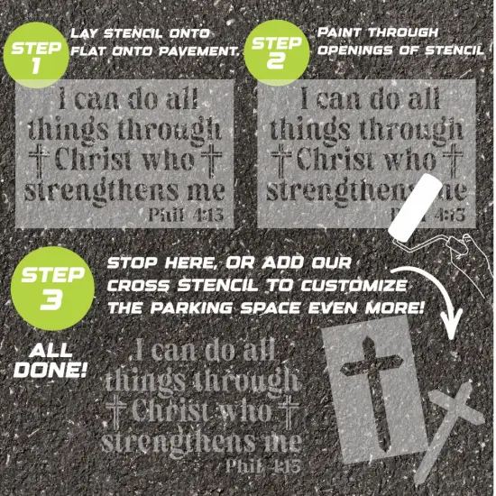 Philippians Bible Verse Parking Space Stencil | High School Senior Parking Spot Stencil | Reusable Stencil | Stencil Ease | {3}