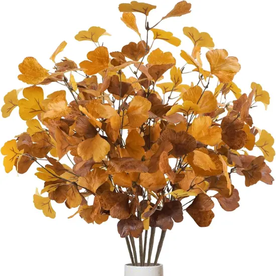 6 Pcs Artificial Fall Ginkgo Leaves Stems {1}