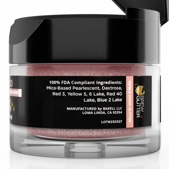 Brew Glitter - Rose Gold Edible Drink Glitter (4g, x1 Flip-Cap Jar) for Beer, Cocktails and Beverages {6}