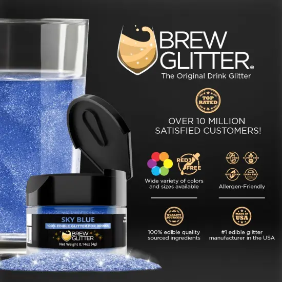 Brew Glitter - Sky Blue Edible Drink Glitter (4g, x1 Flip-Cap Jar) for Beer, Cocktails and Beverages {2}