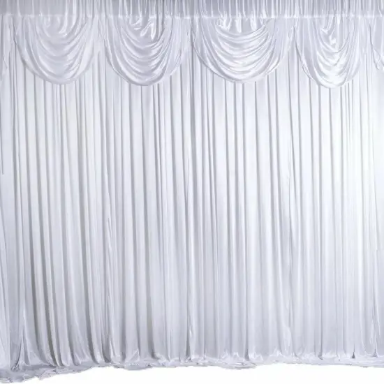 20 ft x 10 ft WHITE Satin Valance BACKDROP Wedding Party Photo Booth Decorations {4}