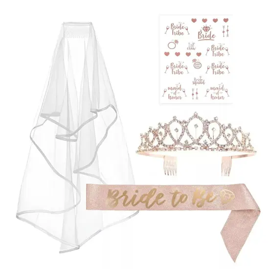 White Rose Gold Bridal Shower Decoration Set Bachelorette Supplies Kit Events {1}