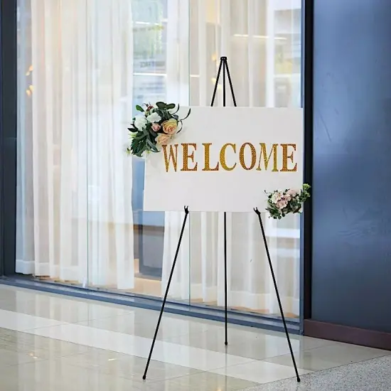 65" tall Black Metal Easel Collapsible Tripod Stand Party Events Home Supplies {2}