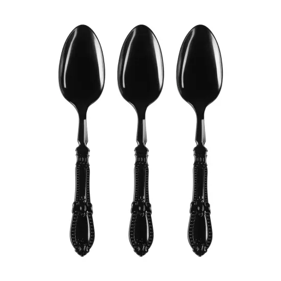 Black Baroque Disposable Plastic Dinner Spoons (480 Spoons) {2}