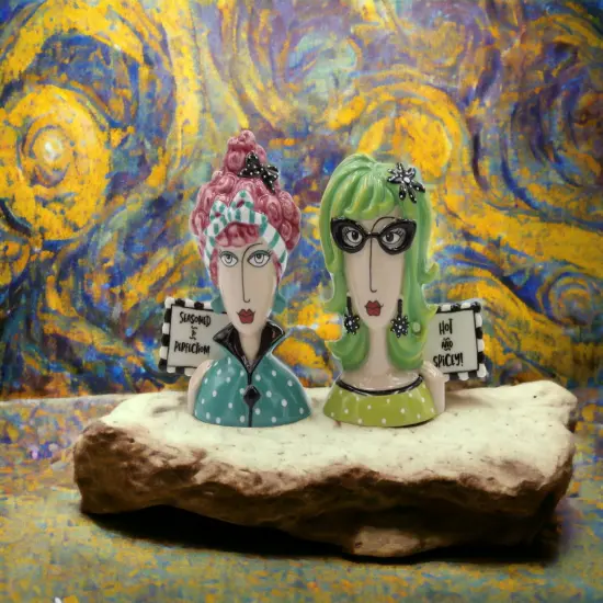 Ceramic Ladies of Perfection and Spice Salt and Pepper Shakers, Home D&eacute;cor, Gift for Her or Mom, Gift for Friend or Coworker, Kitchen D&eacute;cor {1}
