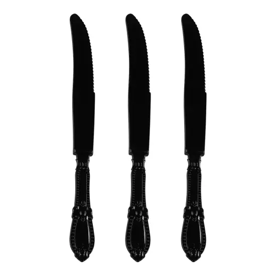 Black Baroque Disposable Plastic Dinner Knives (480 Knives) {2}