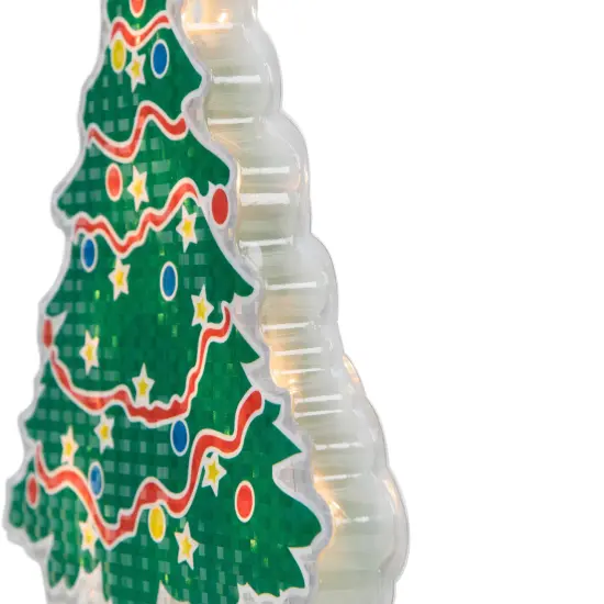 Northlight Lighted Holographic Christmas Tree Window Silhouette - 12.5" - Clear Lights Green {7}