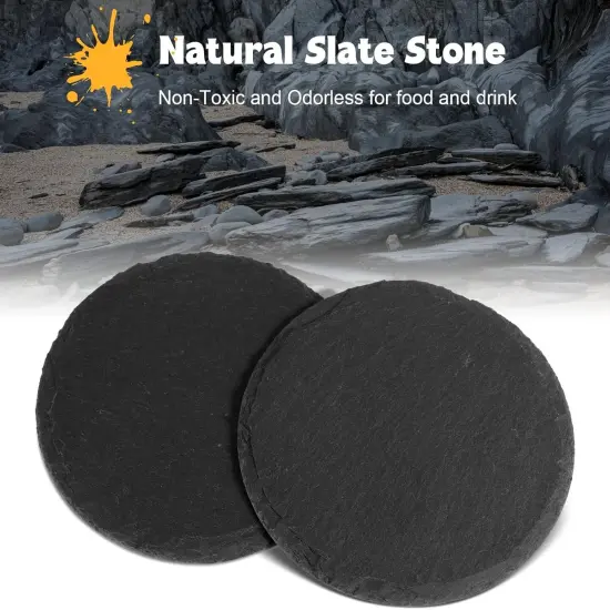 Black Slate Coasters for Drinks - Set of 6 {4}