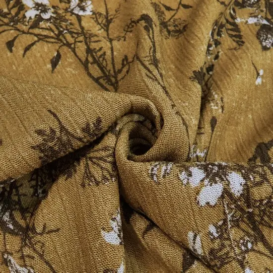 1 Yard 100% Rayon Crinkle Fabric Mustard Gold 50/52" Wide for Dresses, Skirts & Scarves {1}