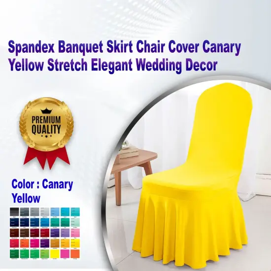 Spandex Banquet Skirt Chair Cover Canary Yellow Stretch Elegant Wedding Decor {1}