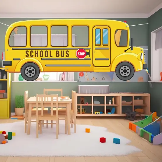 Selfie Frame Yellow Bus Background Banner for Students {5}