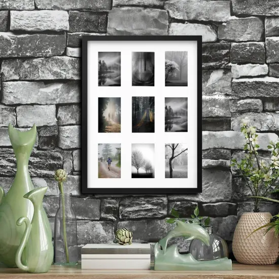 Black 9-Photo Frame, 18x24" Versatile Display with Mount & Safe Plastic Front Protection {4}