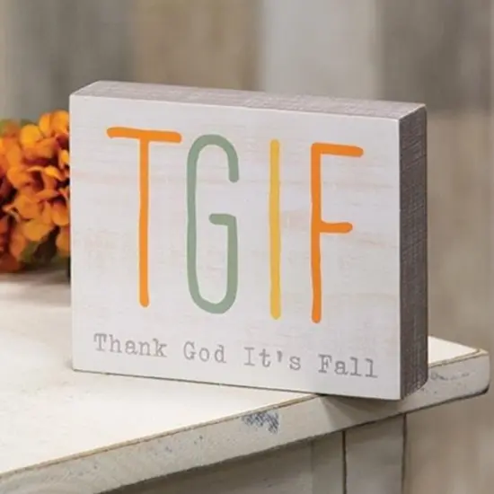 Multi-Color Autumnal Wooden Decor Block &ldquo;Thank God It&rsquo;s Fall&rdquo; Seasonal Home Accent {2}