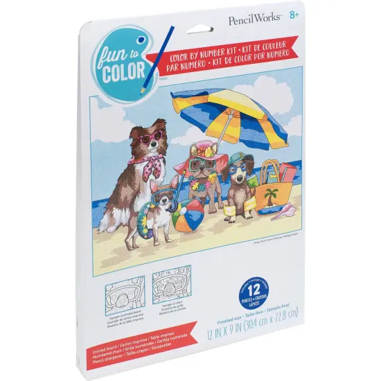 Pencil Works Color By Number Kit 12"X9"-Summer Paws {3}