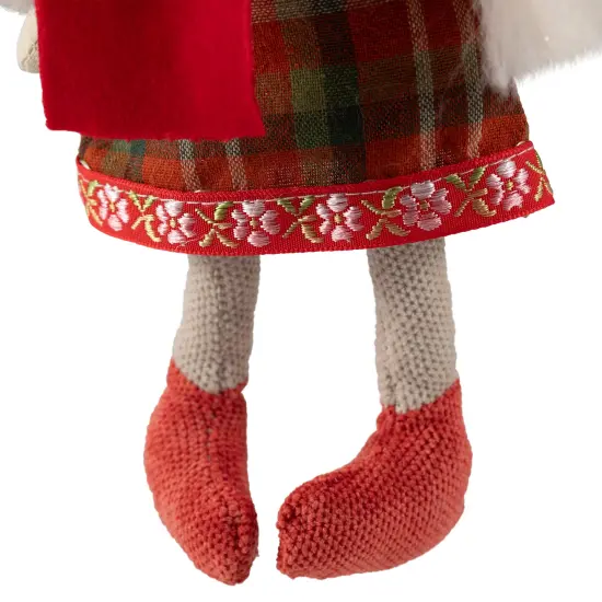 Northlight Plaid Angel Girl with Braided Pigtails Christmas Ornament - 8.5" - Red and Cream {7}