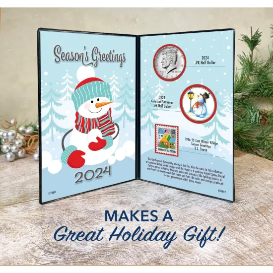 2024 Snowman Coin and Stamp Collectible Greeting Card {2}