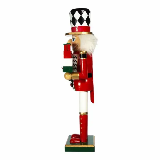 Kurt Adler 15-Inch Red, White and Black Nutcracker with Gift Box and Wreath {3}