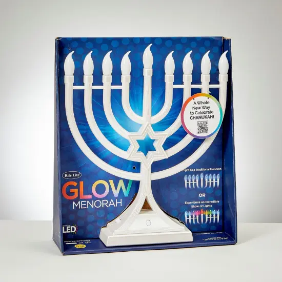 Rite Lite LED Glow Color Changing Hanukkah Menorah - 13" - Pearl White {5}