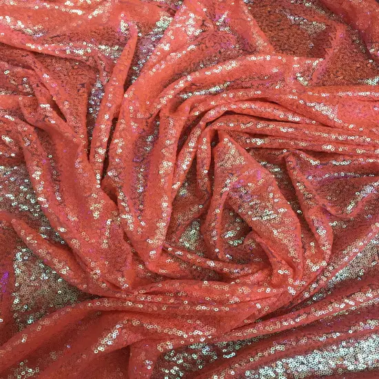 1 Yard Iridescent Orange Glitz Sequin Fabric Polyester Shimmer Material 52/54 Inch Wide {1}