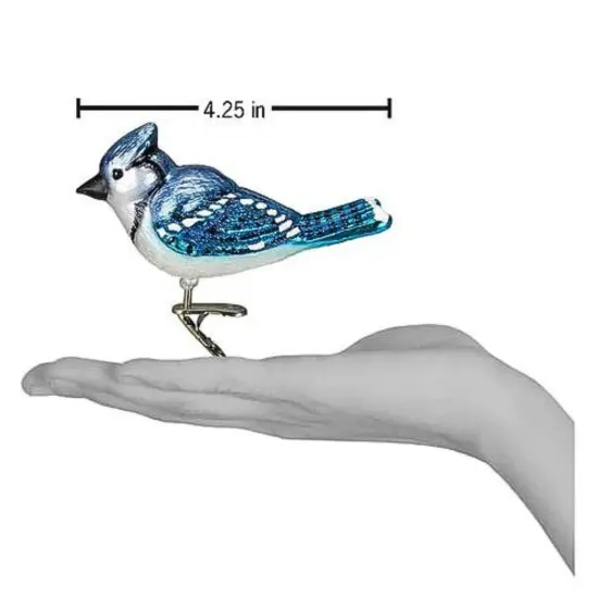 Old World Christmas 3.0 Inch Bright Blue Jay Christmas Tree Ornament , Ornament Clip On Wildlife Bird {2}