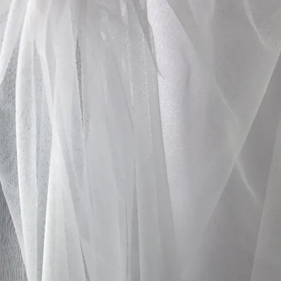 1 Yard White Stretch English Net Fabric Lightweight Sheer Mesh 100% Polyester 59/60" Wide {4}