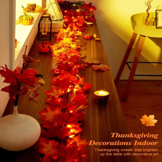 11FT Fall Garland with Lights {2}