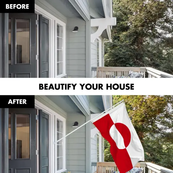 G128 Combo Pack: 6 Ft Twist Free Aluminum Spinning Flagpole (White) & Greenland Flag | 3x5 Ft | LiteWeave Pro Series Printed 150D Polyester | Pole with Flag Included {3}