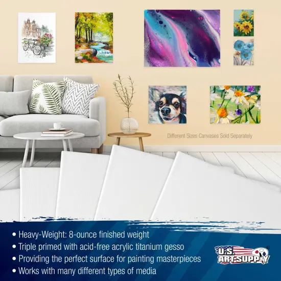 16 x 20 inch Stretched Canvas Super Value 20-Pack - Triple Primed Professional Artist Quality White Blank 5/8" Profile, 100% Cotton {4}