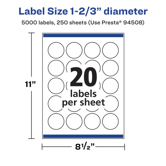 Avery Matte White Round Labels, 1-2/3" diameter {5}