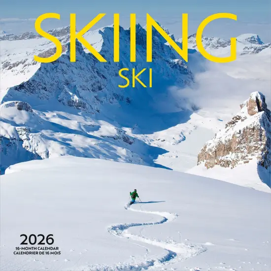 Skiing | 2026 12 x 24 Inch (Hanging) Monthly Square Wall Calendar | English/French Bilingual {1}