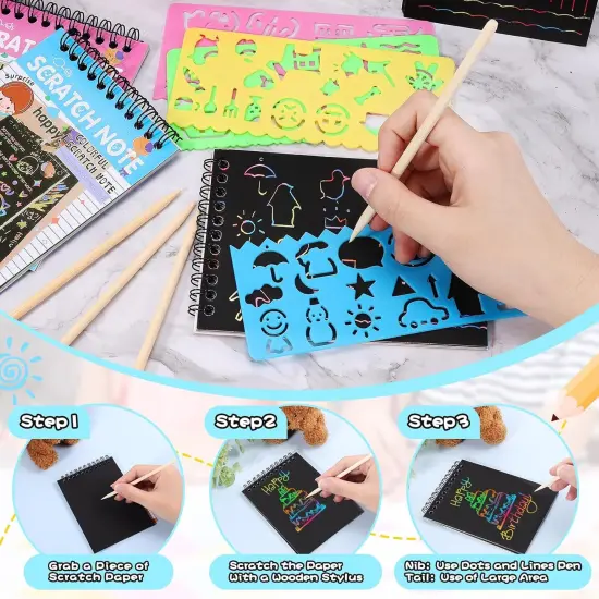 24 Pack Rainbow Scratch Notebook,Scratch Paper Art for Kids {6}
