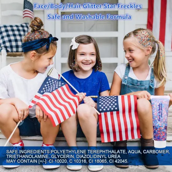 Face Body Glitter 4th of July Outfits for Women&Kids Glitters Makeup {5}
